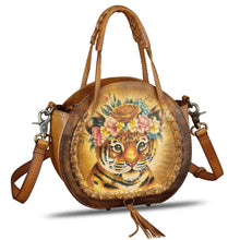 Load image into Gallery viewer, Genuine Leather Handbag for Women Purse Hand Painted Pattern Top Handle Satchel Handmade Crossbody Pouch