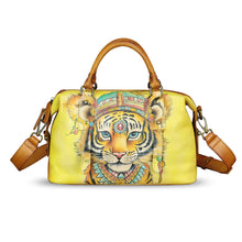 Load image into Gallery viewer, Genuine Leather Satchel for Women Hand Painted Handbag Top Handle Bags Handmade Purse Crossbody Tote Bag