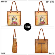 Load image into Gallery viewer, Genuine Leather Shoulder Bag for Women Hand Painted Leather Handbag Handmade Work Tote Bag Casual Hand Purse