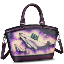 Load image into Gallery viewer, Genuine Leather Handbag Purse for Women Hand Painted Shoulder Handbag Handmade Purse Crossbody Work Tote Casual Bag