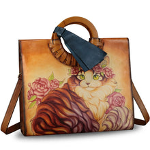 Load image into Gallery viewer, Genuine Leather Handbag Purse for Women Hand Painted Pattern Handbag Handmade Crossbody Work Tote Shoulder Bag