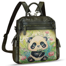 Load image into Gallery viewer, Genuine Leather Backpack for Women Hand Painted Knapsack Purse Handmade Rucksack Casual College Bag Convertible Daypack
