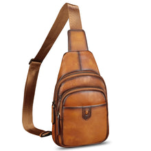 Load image into Gallery viewer, Genuine Leather Sling Bag for Men and Women Sling Backpack Purses Shoulder Crossbody Bag Chest Bag Fanny Pack