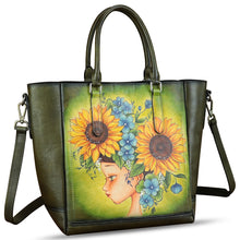 Load image into Gallery viewer, Genuine Leather Handbag for Women Hand Painted Leather Top Handle Satchel Handmade Crossbody Purse Tote Bag