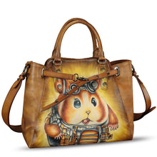 Load image into Gallery viewer, Genuine Leather Handbag Satchel for Women Hand Painted Handmade Crossbody Work Tote Bag Casual Shoulder Purses