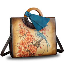 Load image into Gallery viewer, Genuine Leather Handbag Purse for Women Hand Painted Pattern Handbag Handmade Crossbody Work Tote Shoulder Bag