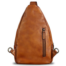Load image into Gallery viewer, Genuine Leather Sling Bag for Men and Women Vintage Real Leather Sling Backpack Shoulder Crossbody Bag Chest Bag