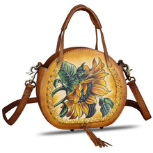 Load image into Gallery viewer, Genuine Leather Handbag for Women Purse Hand Painted Pattern Top Handle Satchel Handmade Crossbody Pouch