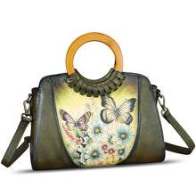 Load image into Gallery viewer, Genuine Leather Tote Bag for Women Hand Painted Shoulder Handbag Handmade Purse Crossbody Work Tote Casual Purse