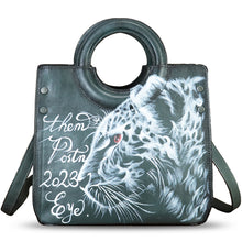 Load image into Gallery viewer, Genuine Leather Tote Bag for Women Hand Painted Leather Shoulder Handbag Handmade Purse Crossbody Work Tote Casual Purse