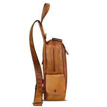 Load image into Gallery viewer, Genuine Leather Silng Bag for Men and Women Vintage Leather Sling Backpack Chest Purse Crossbody Bag