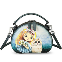 Load image into Gallery viewer, Genuine Leather Crossbody Bag for Women Hand Painted Leather Handmade Small Satchel Handbag Crossbody Purse