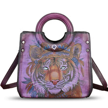 Load image into Gallery viewer, Genuine Leather Tote Bag for Women Hand Painted Leather Shoulder Handbag Handmade Purse Crossbody Work Tote Casual Purse