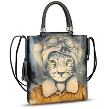 Load image into Gallery viewer, Genuine Leather Handbag for Women Hand Painted Leather Top Handle Bag Handmade Crossbody Purse Work Tote Bag