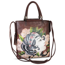 Load image into Gallery viewer, Genuine Leather Handbag for Women Hand Painted Leather Top Handle Bag Handmade Crossbody Purse Work Tote Bag
