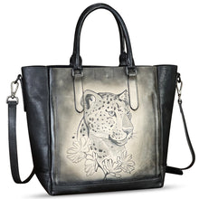 Load image into Gallery viewer, Genuine Leather Handbag for Women Hand Painted Leather Top Handle Satchel Handmade Crossbody Purse Tote Bag