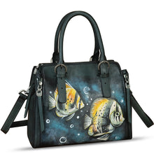 Load image into Gallery viewer, Genuine Leather Handbag for Women Hand Painted Leather Top Handle Purse Handmade Crossbody Satchel Tote Bag