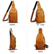 Load image into Gallery viewer, Genuine Leather Sling Bag for Women and Men Vintage Handmade Leather Sling Backpack Shoulder Crossbody Bag Chest Purse