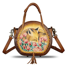 Load image into Gallery viewer, Genuine Leather Handbag for Women Purse Hand Painted Pattern Top Handle Satchel Handmade Crossbody Pouch