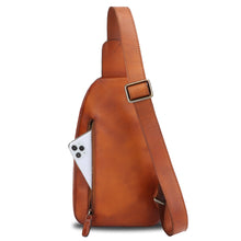 Load image into Gallery viewer, Genuine Leather Sling Bag Chest Shoulder Pack Crossbody Casual Daypack Vintage Handmade Hiking Backpack Motorcycle Bag