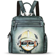 Load image into Gallery viewer, Genuine Leather Backpack for Women Hand Painted Knapsack Purse Handmade Rucksack Casual College Bag Convertible Daypack