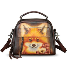 Load image into Gallery viewer, Genuine Leather Satchel for Women Hand Painted Leather Top Handle Handbag Handmade Crossbody Purse