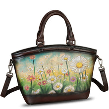 Load image into Gallery viewer, Genuine Leather Handbag Purse for Women Hand Painted Shoulder Handbag Handmade Purse Crossbody Work Tote Casual Bag