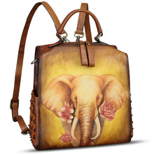 Load image into Gallery viewer, Genuine Leather Satchel for Women Hand Painted Purse Crossbody Handbag Top Handle Bags Handmade Convertible Backpack