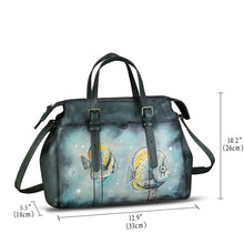 Load image into Gallery viewer, Genuine Leather Satchel for Women Hand Painted Pattern Handbag Top Handle Bags Handmade Crossbody Purse Work Tote