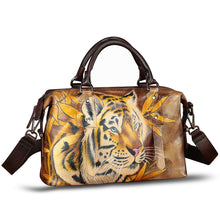 Load image into Gallery viewer, Genuine Leather Satchel for Women Hand Painted Handbag Top Handle Bags Handmade Purse Crossbody Tote Bag