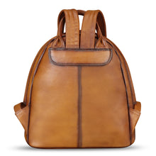 Load image into Gallery viewer, Genuine Leather Backpack for Women Hand Painted Purse Retro Leather Handmade College Knapsack Rucksack Casual Daypack
