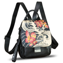 Load image into Gallery viewer, Genuine Leather Backpack for Women Hand Painted Knapsack Purse Designer Handmade Rucksack Casual Daypack