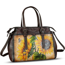 Load image into Gallery viewer, Genuine Leather Satchel for Women Hand Painted Pattern Handbag Top Handle Bags Handmade Crossbody Purse Work Tote