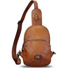 Load image into Gallery viewer, Genuine Leather Sling Bag for Women Vintage Real Leather Sling Backpack Shoulder Crossbody Bag Chest Purse
