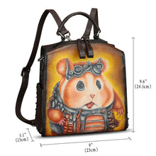 Load image into Gallery viewer, Genuine Leather Satchel for Women Hand Painted Purse Crossbody Handbag Top Handle Bags Handmade Convertible Backpack