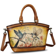 Load image into Gallery viewer, Genuine Leather Handbag Purse for Women Hand Painted Shoulder Handbag Handmade Purse Crossbody Work Tote Casual Bag