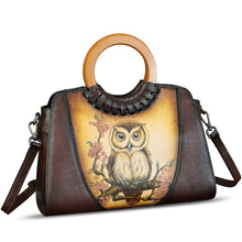 Load image into Gallery viewer, Genuine Leather Tote Bag for Women Hand Painted Shoulder Handbag Handmade Purse Crossbody Work Tote Casual Purse