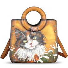 Load image into Gallery viewer, Genuine Leather Tote Bag for Women Hand Painted Leather Shoulder Handbag Handmade Purse Crossbody Work Tote Casual Purse