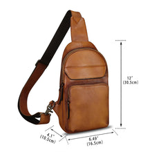 Load image into Gallery viewer, Genuine Leather Sling Bag Crossbody Motorcycle Bag Handmade Chest Bag Hiking Daypack Retro Shoulder Backpacks