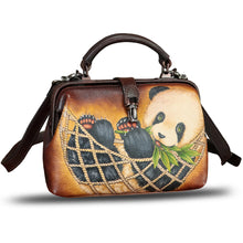 Load image into Gallery viewer, Genuine Leather Handbag Satchel for Women Hand Painted Leather Handmade Pouch Casual Shoulder Purse Bag