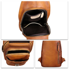 Load image into Gallery viewer, Genuine Leather Sling Bag for Women and Man Handmade Retro Hiking Crossbody Backpack Purse Chest Shoulder Daypack