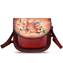Load image into Gallery viewer, Genuine Leather Crossbody Bag for Women Hand Painted Pattern Handmade Crossbody Satchel Handbag Hand Drawn Purse