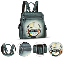 Load image into Gallery viewer, Genuine Leather Backpack for Women Hand Painted Knapsack Purse Handmade Rucksack Casual College Bag Convertible Daypack