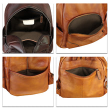 Load image into Gallery viewer, IVTG Genuine Leather Backpack for Women Vintage Handmade Satchel Vintage Knapsack Retro Leather Rucksack Daypack
