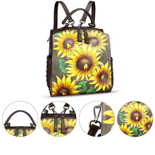 Load image into Gallery viewer, Genuine Leather Satchel for Women Hand Painted Purse Crossbody Handbag Top Handle Bags Handmade Convertible Backpack