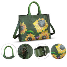 Load image into Gallery viewer, Genuine Leather Handbag for Women Hand Painted Leather Top Handle Bag Handmade Crossbody Purse Work Tote