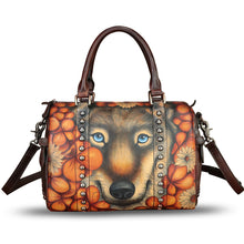 Load image into Gallery viewer, Genuine Leather Satchel for Women Hand Painted Leather Handbag Top Handle Bags Handmade Purse Crossbody Tote Bag