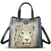 Load image into Gallery viewer, Genuine Leather Handbag Satchel for Women Hand Painted Leather Handmade Work Tote Bag Casual Shoulder Purse