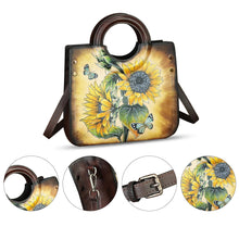 Load image into Gallery viewer, Genuine Leather Tote Bag for Women Hand Painted Leather Shoulder Handbag Handmade Purse Crossbody Work Tote Casual Purse