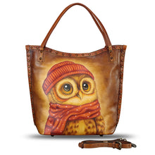 Load image into Gallery viewer, Genuine Leather Shoulder Bag for Women Hand Painted Leather Handbag Handmade Purse Crossbody Work Tote Bag Casual Purse